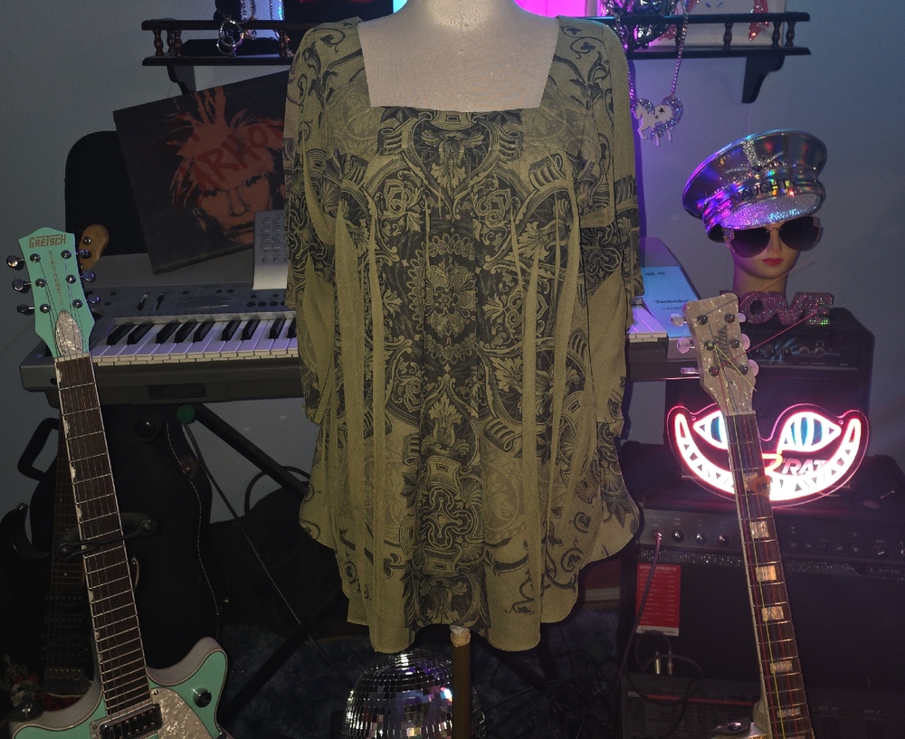 Dress Barn Olive Patterned Blouse